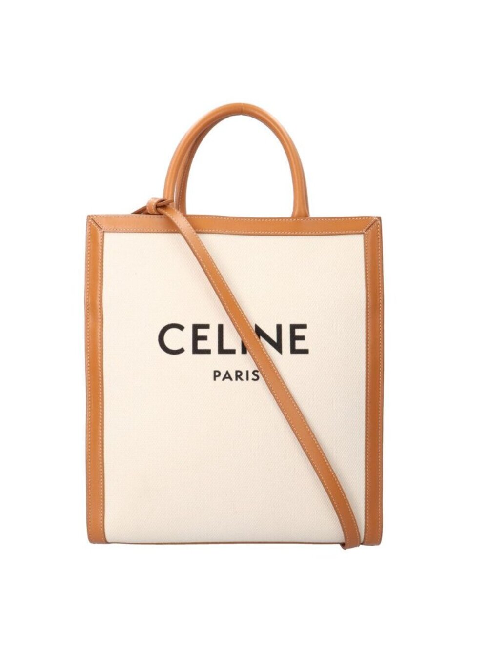 Celine Small Vertical Cabas Shoulder Bag Canvas White Paleo